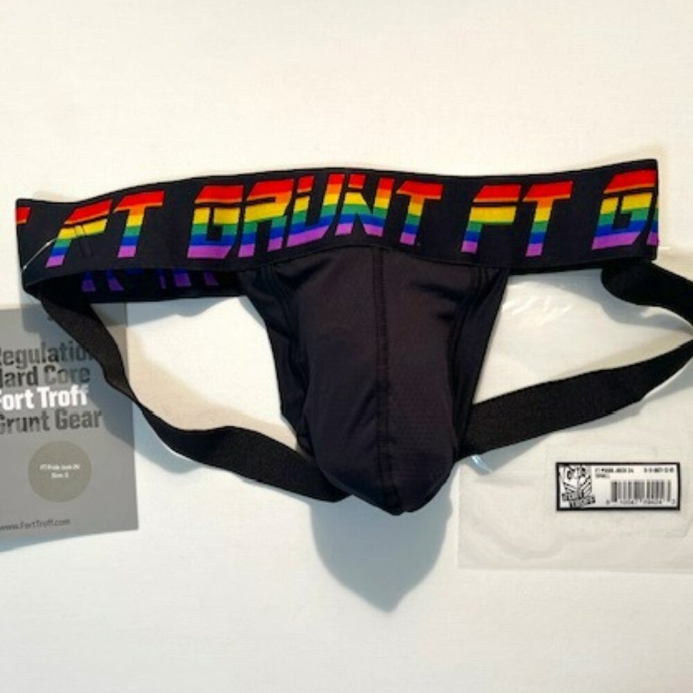 Fort Troff "GRUNT" Size "S" Mesh Pride Athletic Supporter - Black-PRIDE Colors